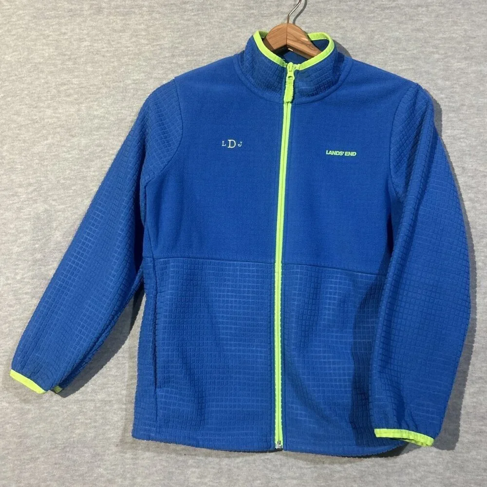 Lands' End Boy's Blue Full Zip Fleece Jacket. Size: Large 10-12